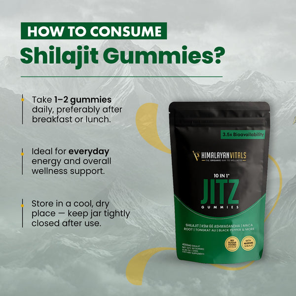 Jitz Shilajit Gummies with Ashwagandha, 60 servings per Package