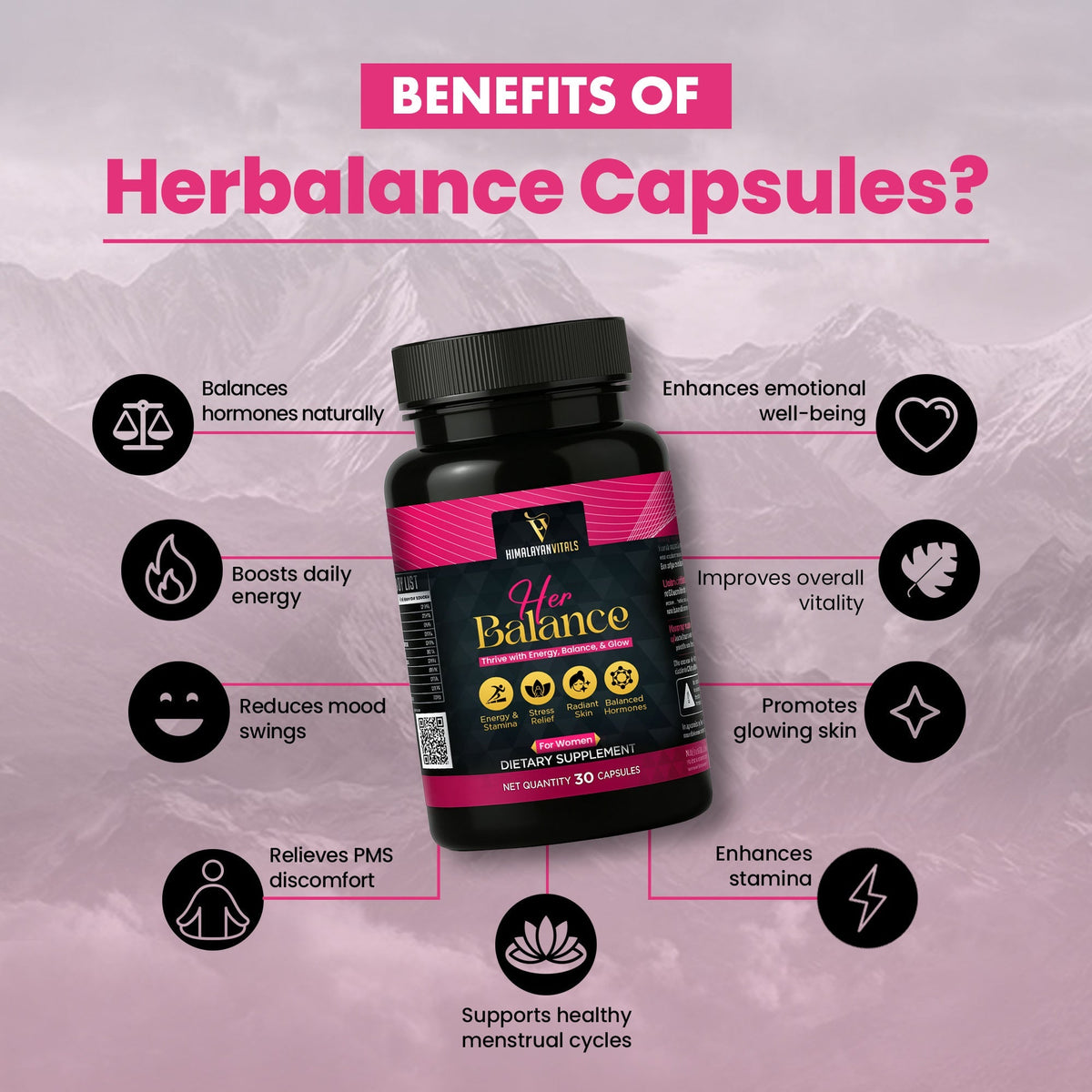 Herbalance, Shilajit with Ashwagandha Capsules for Women, 60 serving