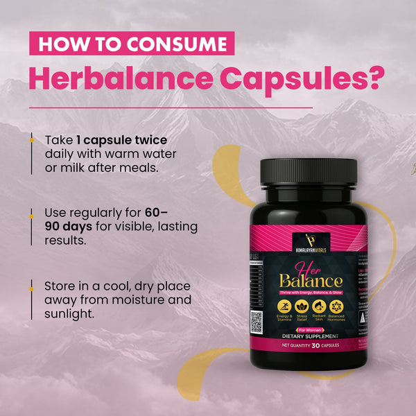 Herbalance, Shilajit with Ashwagandha Capsules for Women, 60 serving