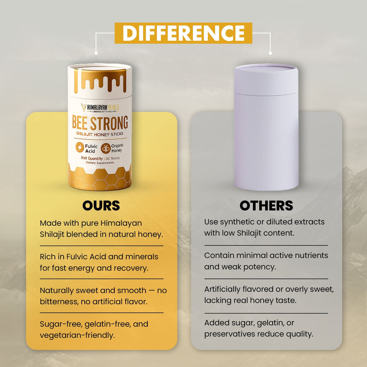 Beestrong Sticks- Shilajit Honey Sticks with 15 servings per container