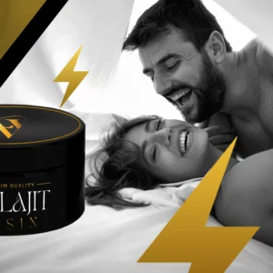 Premium quality Shilajit resin with a happy couple, symbolizing enhanced energy and vitality.