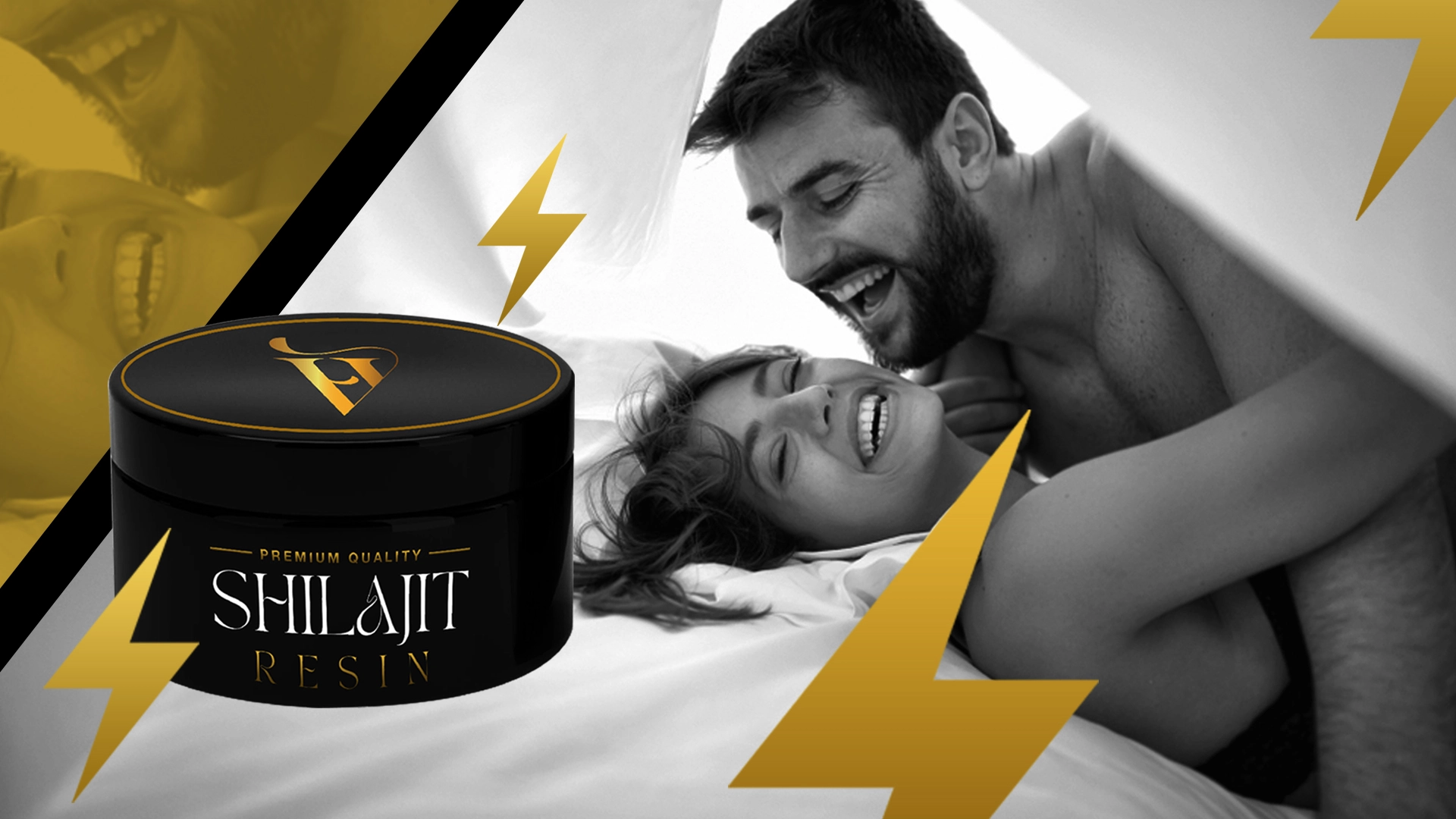 Premium quality Shilajit resin with a happy couple, symbolizing enhanced energy and vitality.