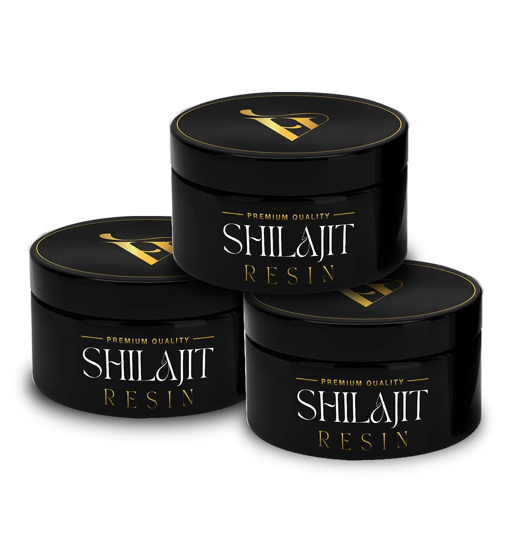 Pack of 3 Himalayan Vitals Shilajit Resin jars, a premium-quality natural supplement for energy, stamina, and overall wellness.